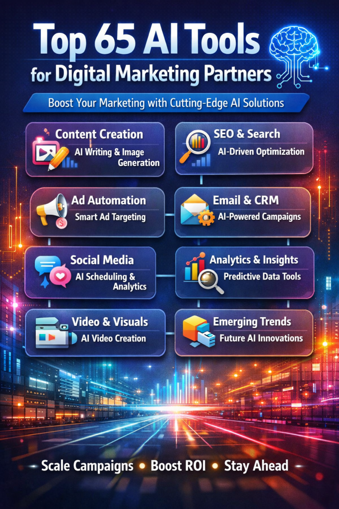 Top 65 AI Tools for Digital Marketing Partners